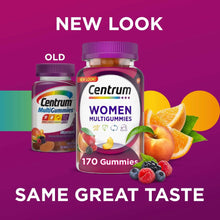 Centrum Women Multigummies bottles with purple caps, 170 Gummies front label