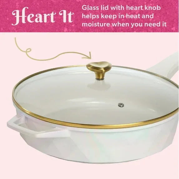 Paris Hilton 4 Quart Cast Aluminum Jumbo Cooker, White Rainbow Iridescent - USA MEGA SHOP