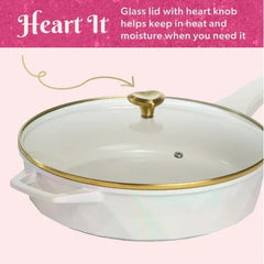 Paris Hilton 4 Quart Cast Aluminum Jumbo Cooker, White Rainbow Iridescent - USA MEGA SHOP