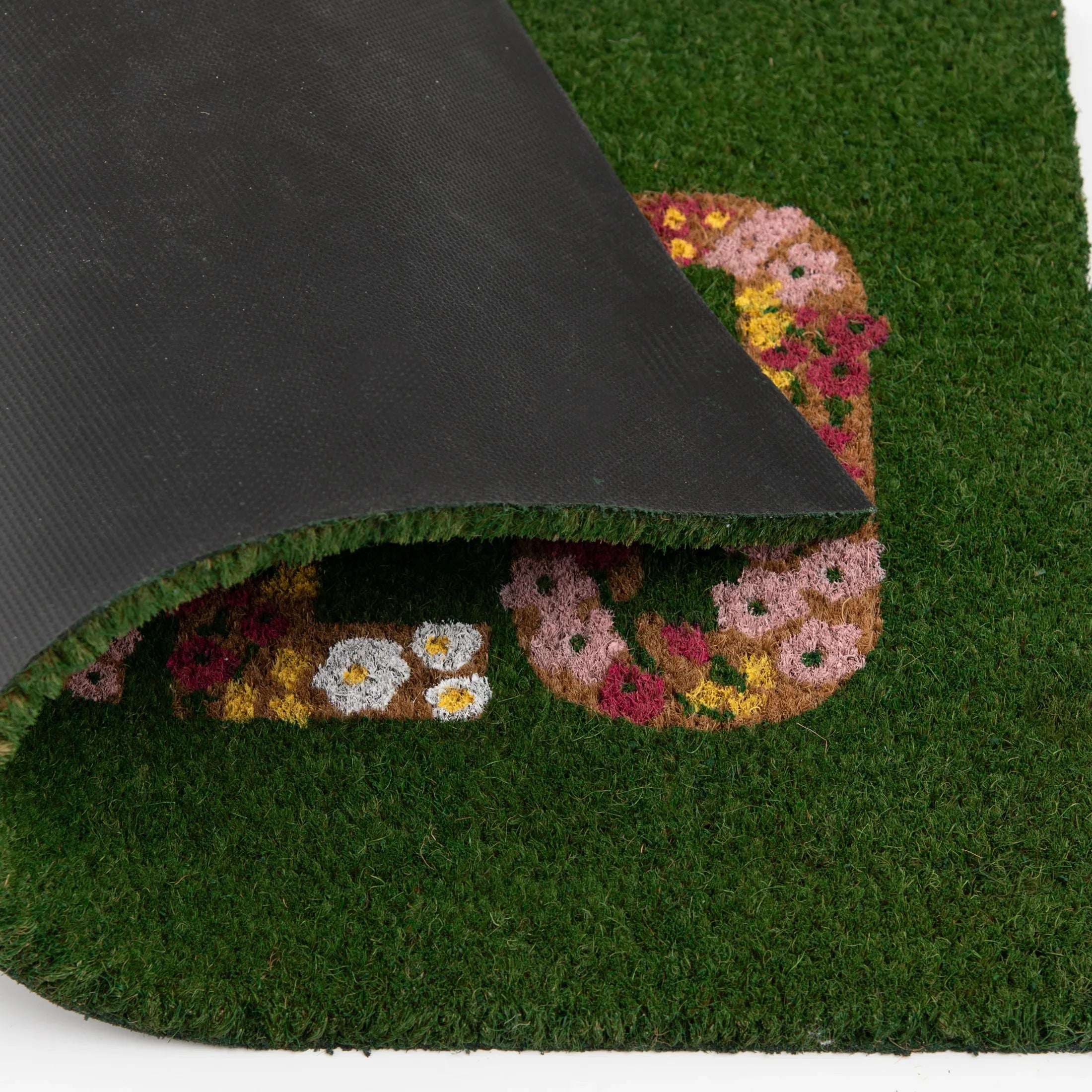 Mainstays Hello Flower Garden Outdoor Coir Doormat, 18"x30"