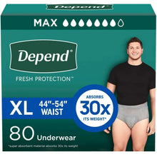 Men's incontinence underwear box for XL, light gray briefs and 30x absorption badge