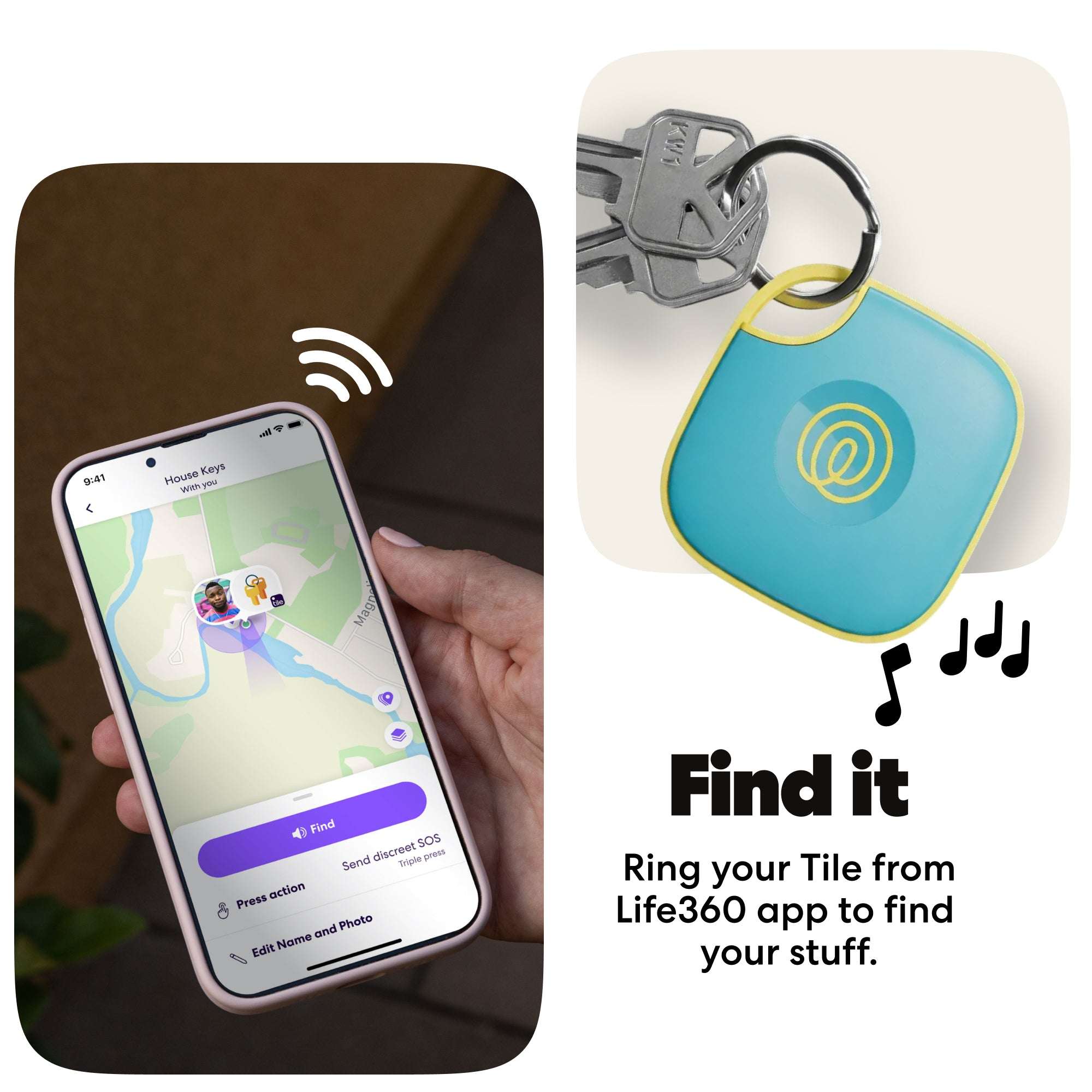 Life360 Tile (2024) Bluetooth Tracker, Keys Finder and Item Locator for Keys, Bags and More. Phone Finder. Both iOS and Android Compatible. 1-Pack (Aqua Lemon)