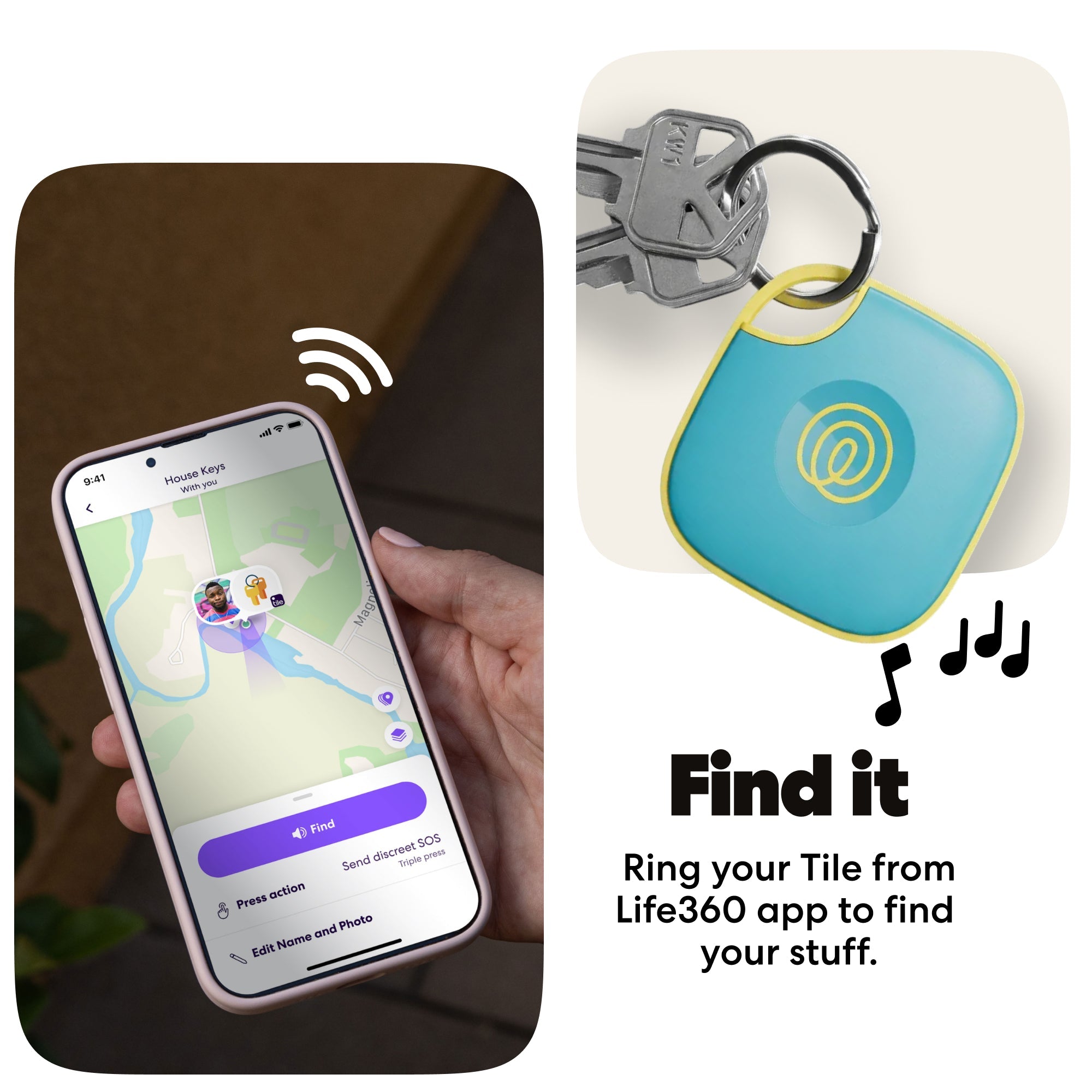 Life360 Tile (2024) Bluetooth Tracker, Keys Finder and Item Locator for Keys, Bags and More. Phone Finder. Both iOS and Android Compatible. 1-Pack (Aqua Lemon)