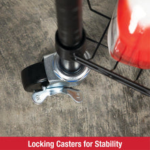 Rolling utility cart swivel caster with locking base on concrete