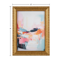 Gold beaded tabletop picture frame, 5x7 with abstract artwork front