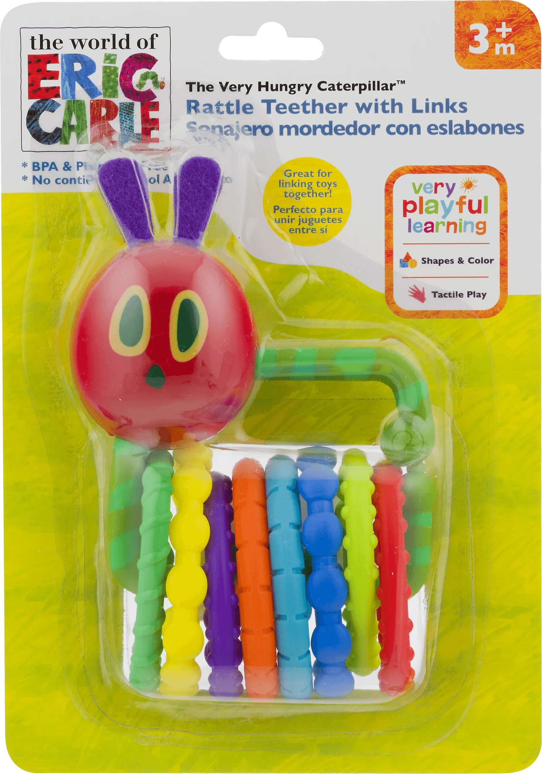 World of Eric Carle, the Very Hungry Caterpillar Rattle Teether with Links 1 Count (Pack of 1) - USA MEGA SHOP