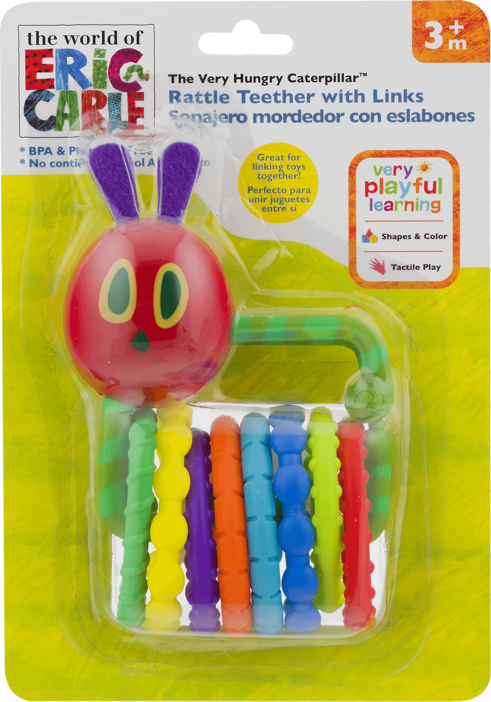 World of Eric Carle, the Very Hungry Caterpillar Rattle Teether with Links 1 Count (Pack of 1) - USA MEGA SHOP