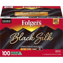Folgers Black Silk dark roast coffee pods, Keurig 100-count box