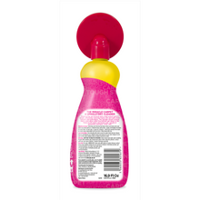 Carpet & upholstery stain remover bottle, red cap and yellow nozzle, rear view