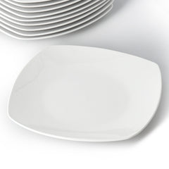 Elama Professional Kitchen 12 Piece Porcelain Square Dinner Plate Set in White