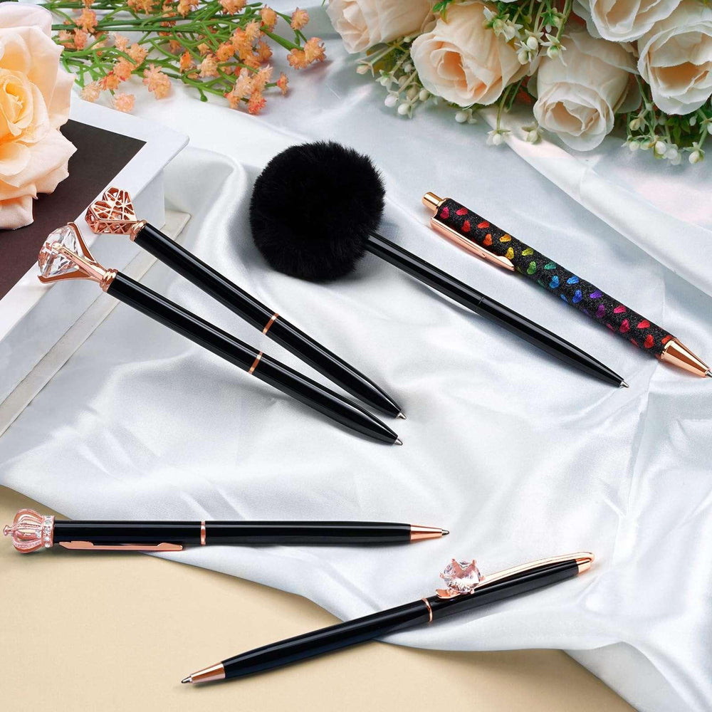WEMATE 8Pcs Set for Journaling, Glitter Fancy Pens Gifts for Women, Office Black - USA MEGA SHOP