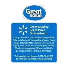 Dish liquid bottle side with Great Value logo and guarantee