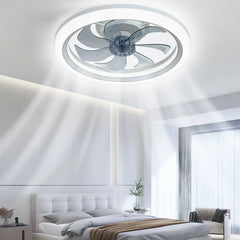 LISUNAR Ceiling Fans with Lights and Remote,20" Low Profile Ceiling Fan with Light,Dimmable LED Smart Ceiling Fan,Modern Flush Mount Fan Light,Bladeless Ceiling Fans for Bedroom,Living Room-White - USA MEGA SHOP
