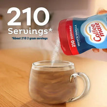 Coffee creamer mug with powder stream and 210 servings label.