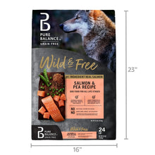 Grain-free dry dog food bag front view, salmon & pea recipe, 24 lb