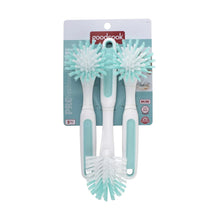 Goodcook PROfreshionals dish brush set in card package, three teal bristle brushes