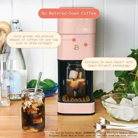 Beautiful Perfect Grind™ Programmable Single Serve Coffee Maker, White Icing by Drew Barrymore