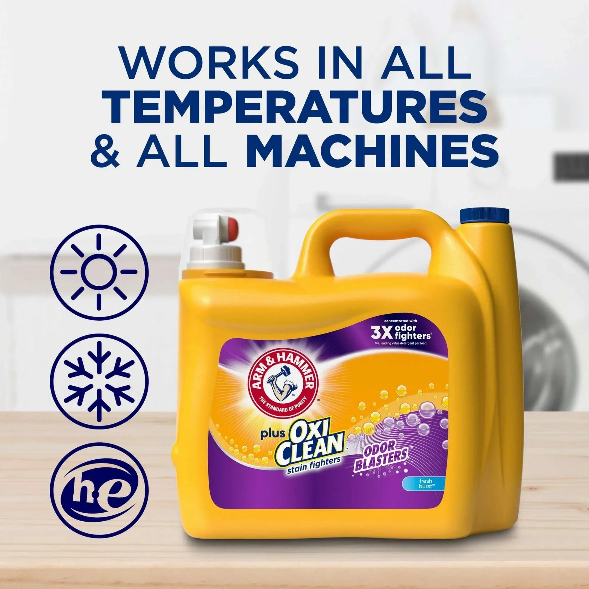Arm & Hammer Plus OxiClean Odor Blasters Fresh Burst, 160 Loads Liquid Laundry Detergent, 208 fl oz - USA MEGA SHOP