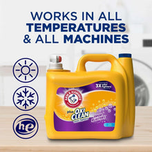 Yellow liquid laundry detergent jug with blue cap, plus temperature and machine-use icons