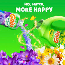 Liquid laundry detergent bottle, green with Gain label for original scent, 32 loads
