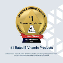 Gold consumer award badge labeled #1 Rated B Vitamin Products with winner ribbon