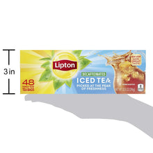Lipton decaffeinated iced tea box showing 48 family-size tea bags