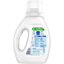 Liquid laundry detergent bottle with rear label, white container