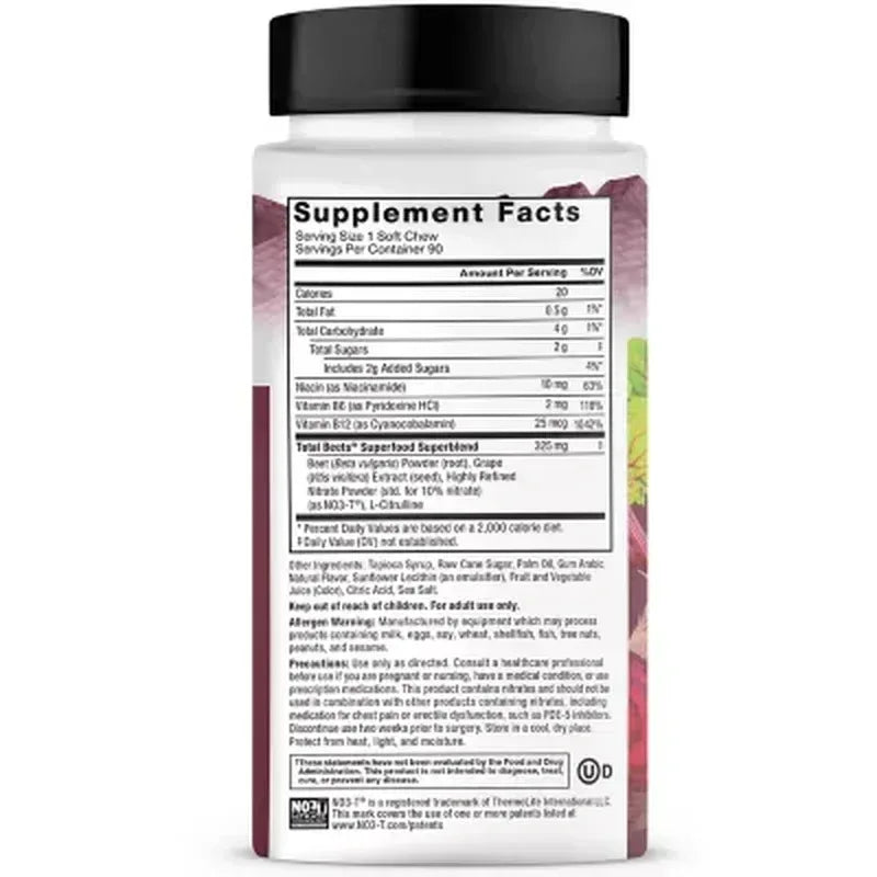 Force Factor Total Beets, Beet Root Superfood Soft Chews, Acai Berry (90 Ct.)