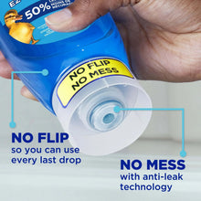 Blue EZ-Squeeze bottle nozzle with No Flip No Mess and anti-leak technology