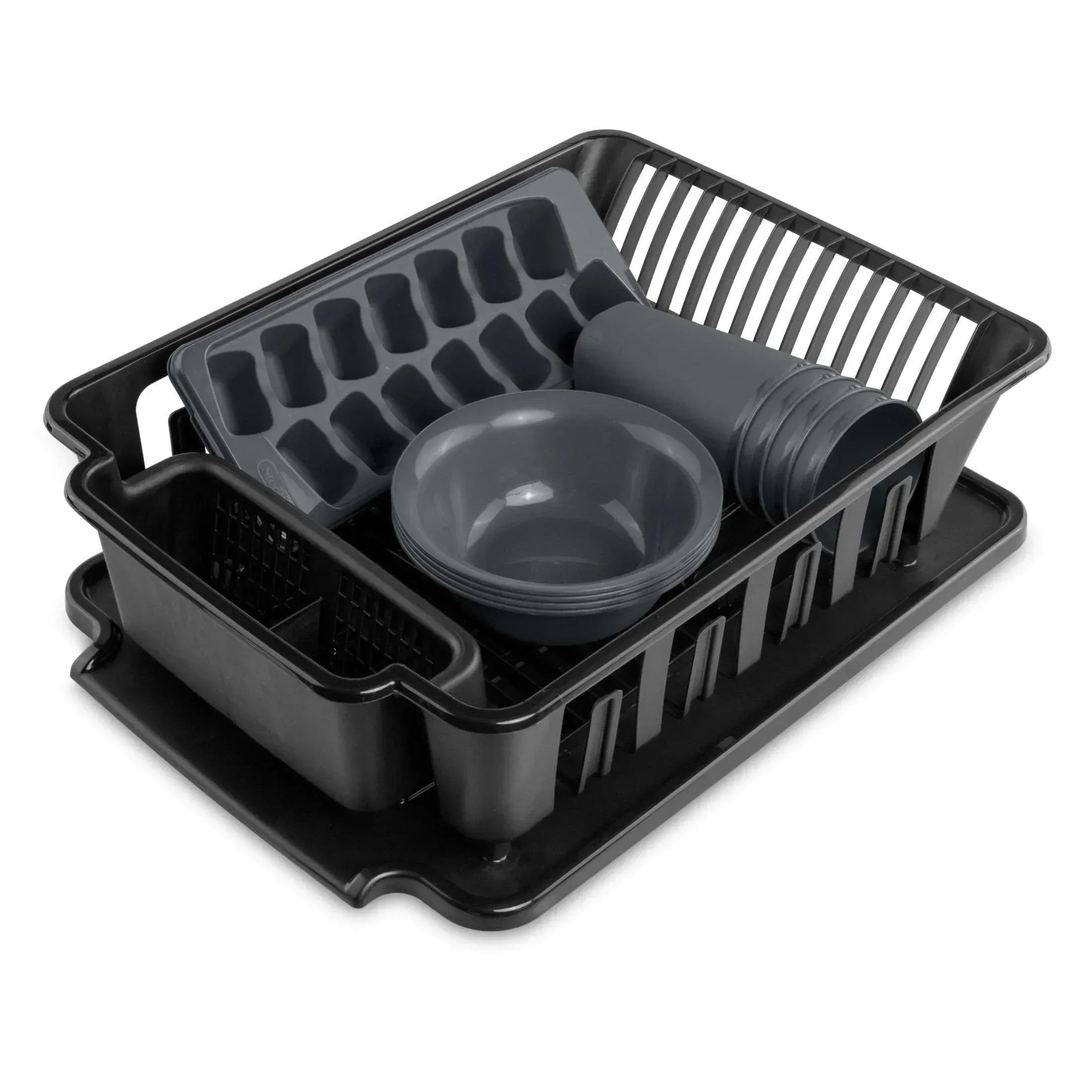 Sterilite 12 Piece Kitchen Set, Includes Sinkset, Bowls, Tumblers, Ice Cube Trays, Black