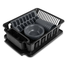 Black 12-piece kitchen set tray with bowl, ice cube mold, and tumbler cup inserts