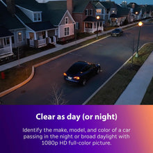 Night vision view of a neighborhood street with a parked car