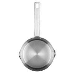 Farberware Luster 3 Quart Stainless Steel Straining Saucepan with Pouring Spout and Lid, Induction Compatible, Dishwasher Safe, Metal Utensil Safe , Oven Safe to 500Â°F, White