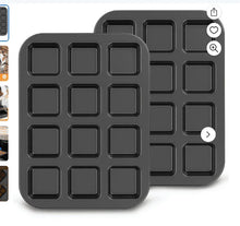 Set of two 12-cavity square brownie pans with dividers, dark nonstick carbon steel
