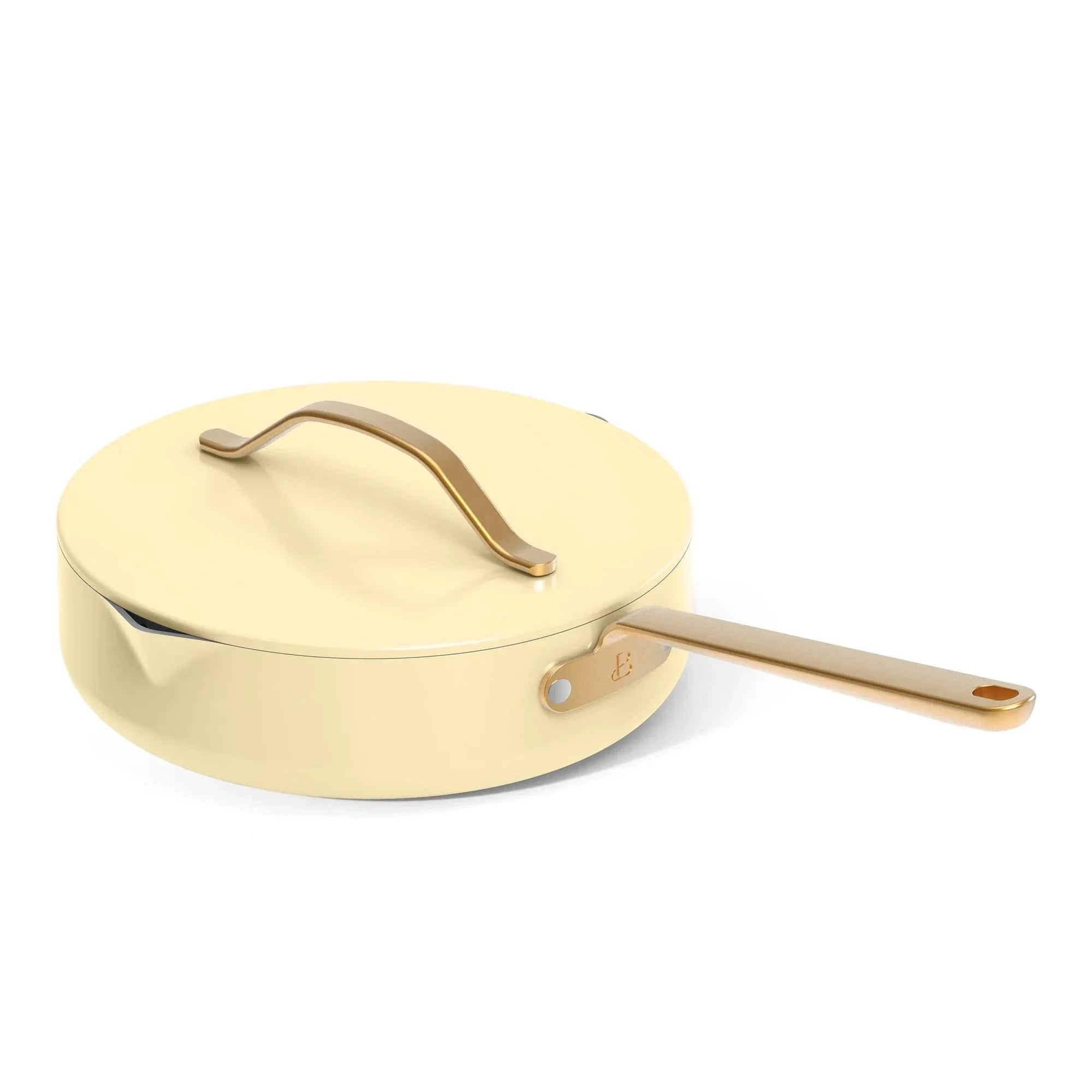 Beautiful 12-Piece Ceramic Nonstick Cookware Set, Pots and Pans with Strainer Lids, Buttercream by Drew Barrymore