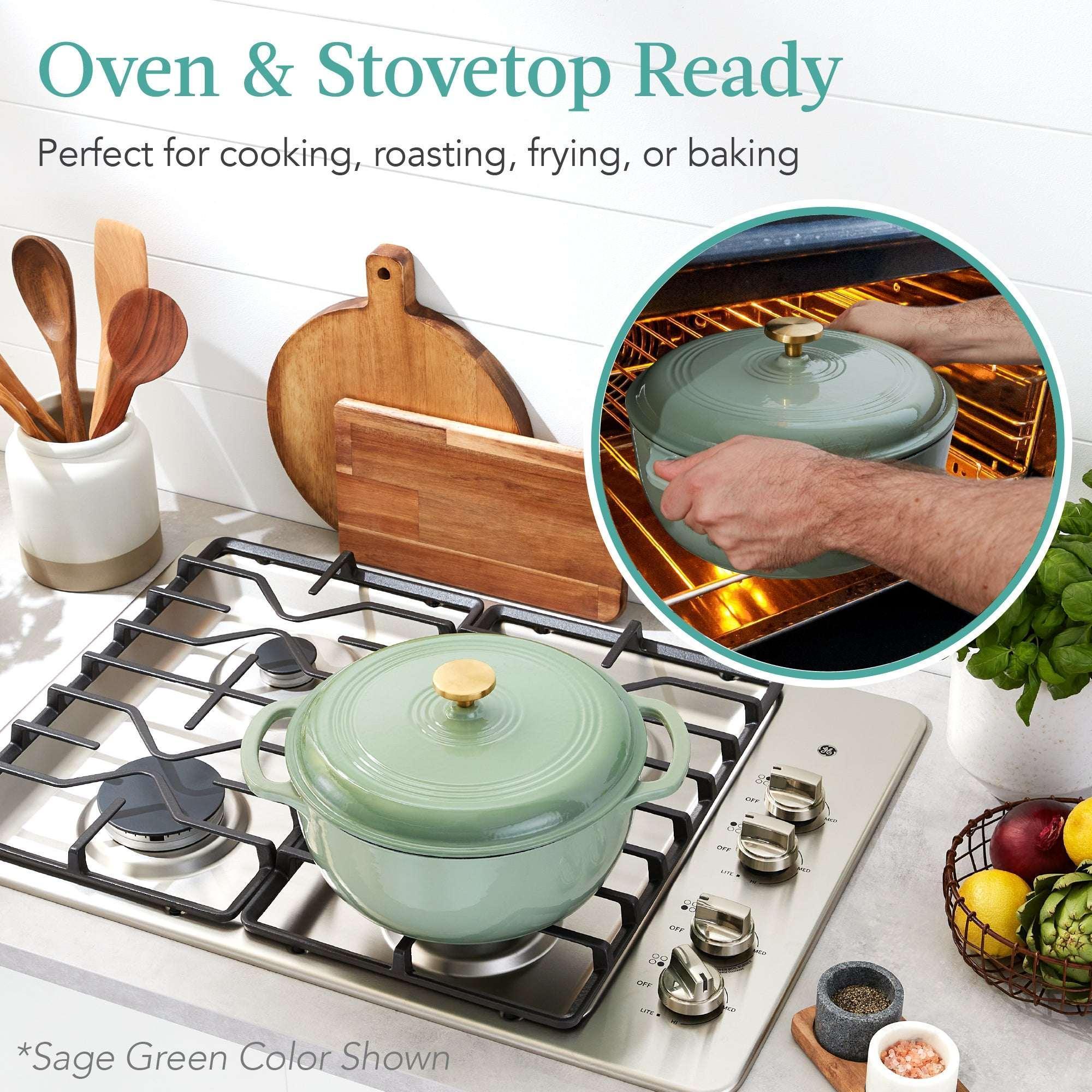 Best Choice Products 6 Quart Enamel Cast-Iron Dutch Oven, Heavy-Duty Cookware w/ Dual Handles, Lid - Black Licorice