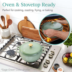 Best Choice Products 6 Quart Enamel Cast-Iron Dutch Oven, Heavy-Duty Cookware w/ Dual Handles, Lid - Black Licorice