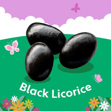 Black licorice jelly beans, dark oval candies