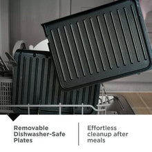 Removable dishwasher-safe grill plates in dishwasher rack