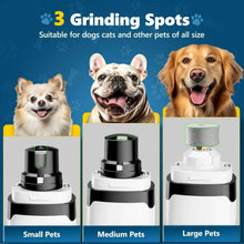 Pet nail grinder showing different grinding height spots for small, medium, and large pets
