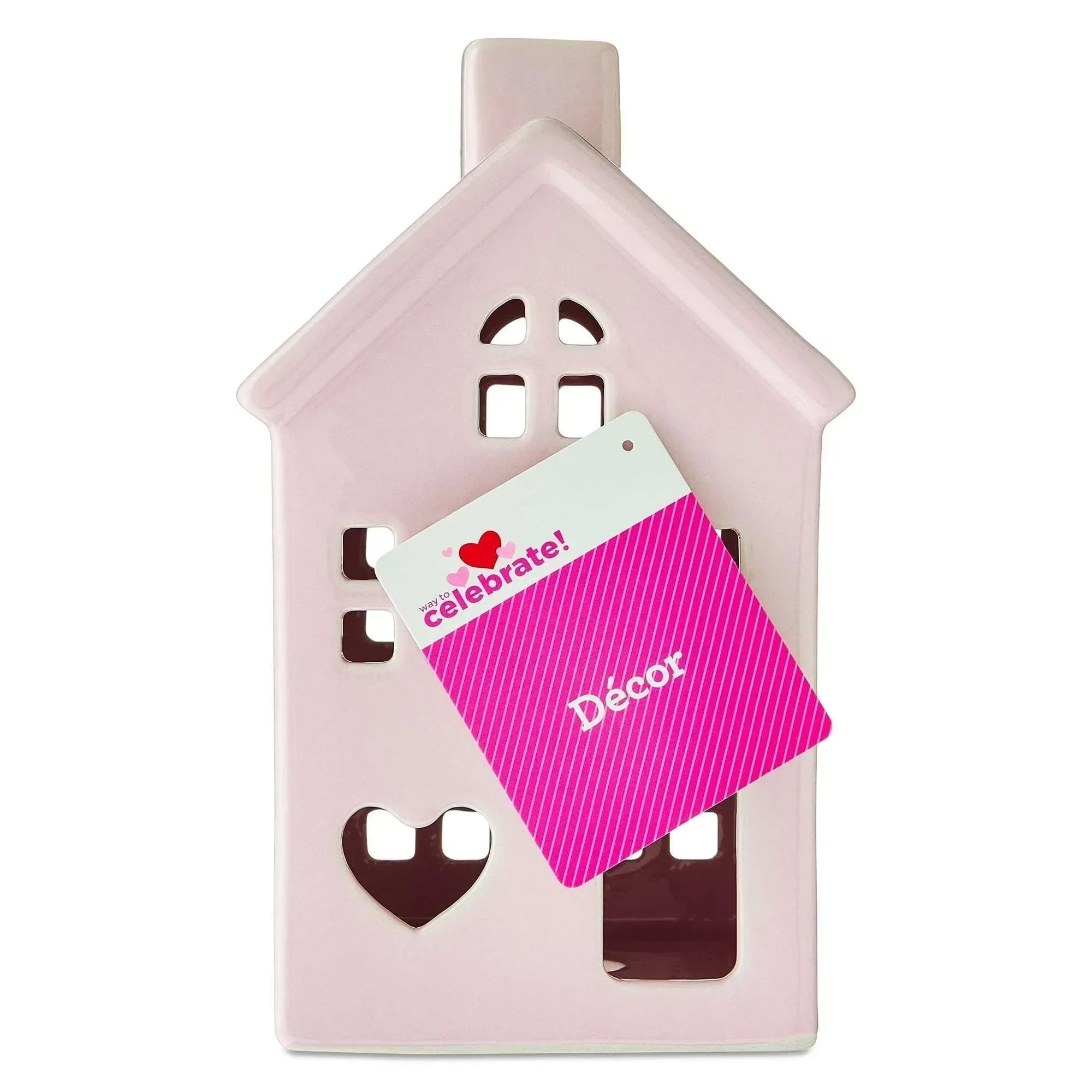 Ceramic House Tabletop Decoration, Pink, 8", Valentine's Day by Way To Celebrate