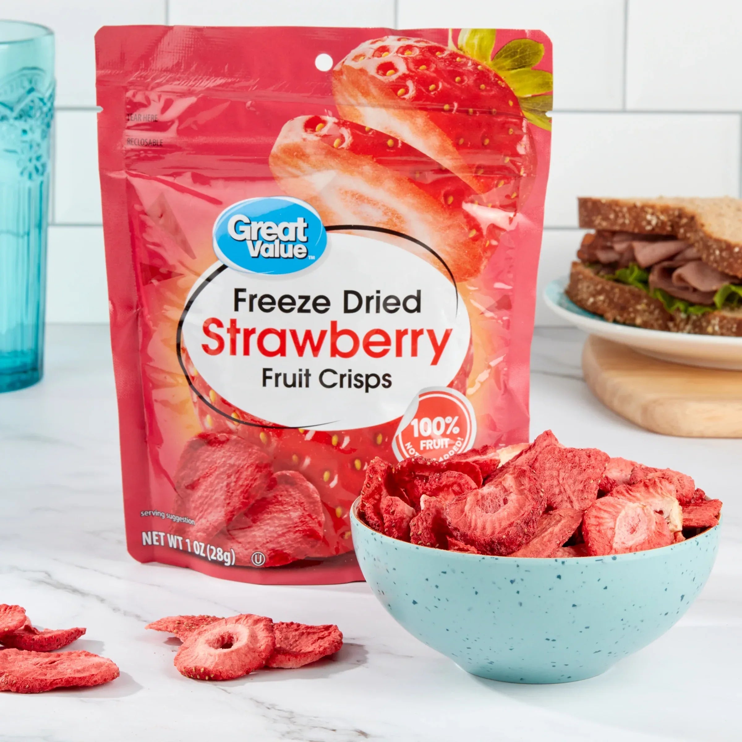 Great Value Freeze Dried Strawberry Fruit Crisps, 1 oz