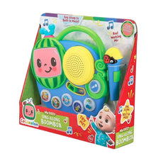 Children's sing-along boombox karaoke microphone retail box with character graphics