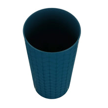 Navy plastic tumbler with braided pattern sides