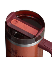 Stanley Flowstate tumbler lid and straw, dark interior and clay-toned cup
