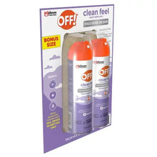 OFF! insect repellent aerosol bonus size twin pack in box, two orange-and-white cans