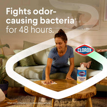 Disinfecting wipes used on a wooden coffee table; fights odor-causing bacteria