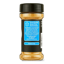 Ground cumin seasoning jar with black lid, gluten-free label and guarantee text
