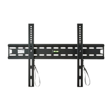Black fixed TV wall mount bracket with two vertical rails and hanging straps
