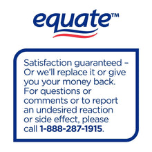 Equate satisfaction guarantee sign with phone number in blue bordered box